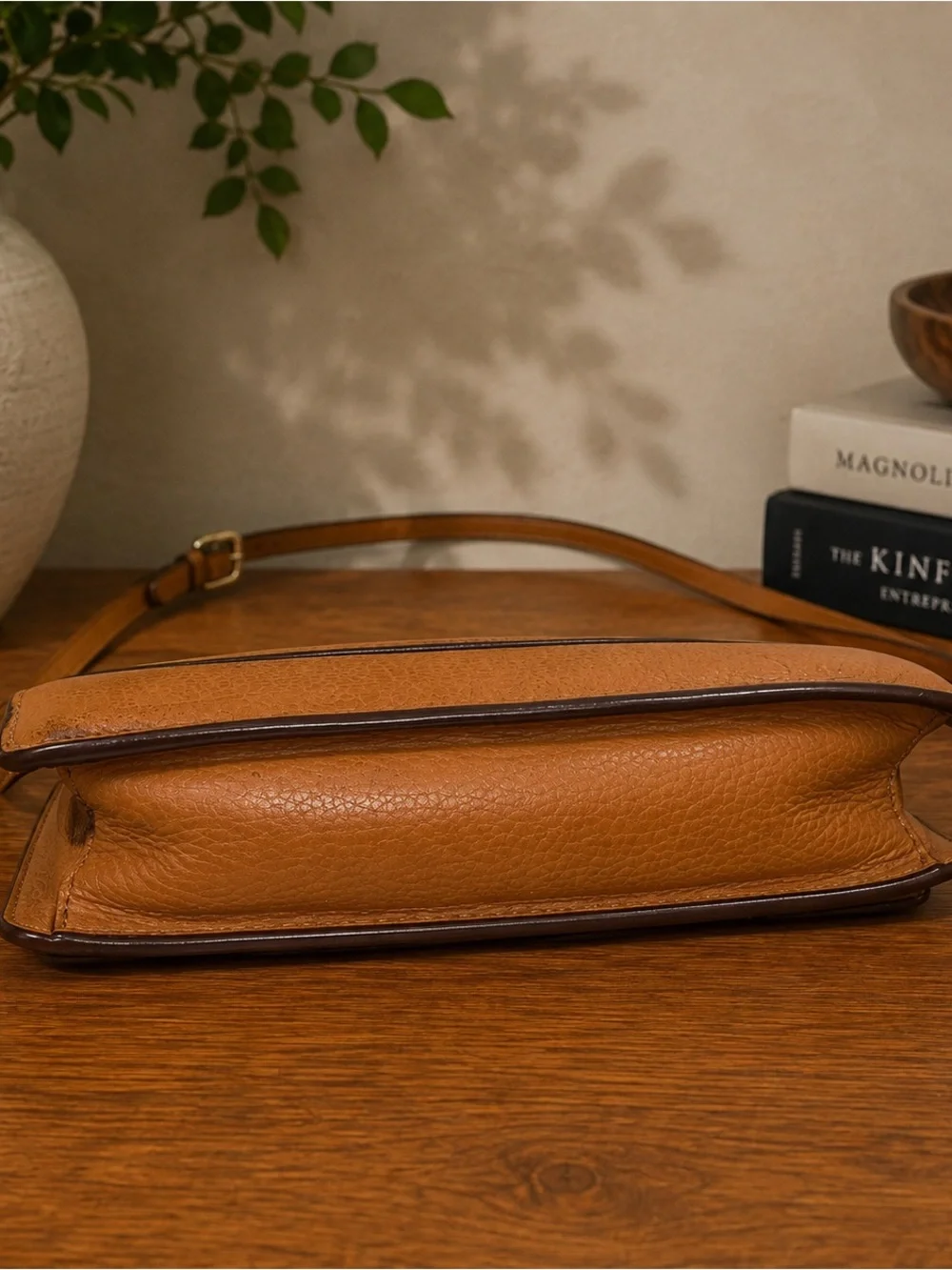 Tory Burch All T Combo Brown Pebbled Leather Crossbody Shoulder Bag Purse
